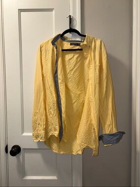 Nautica Yellow Shirt with Gray Trim Collar